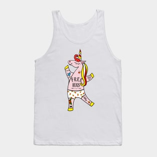 Funny design Tattooed Unicorn and FREE HUGS Tank Top